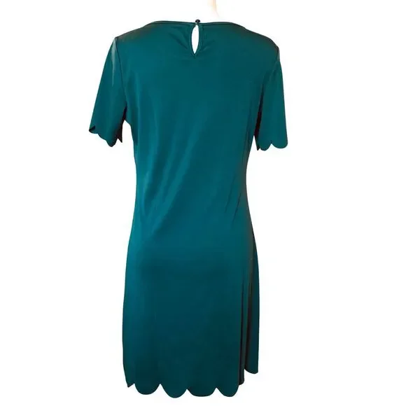 Shein Scallop Hem & Sleeve Dress Women’s Size S Teal Green Short Sleeve Casual S - Picture 5 of 11